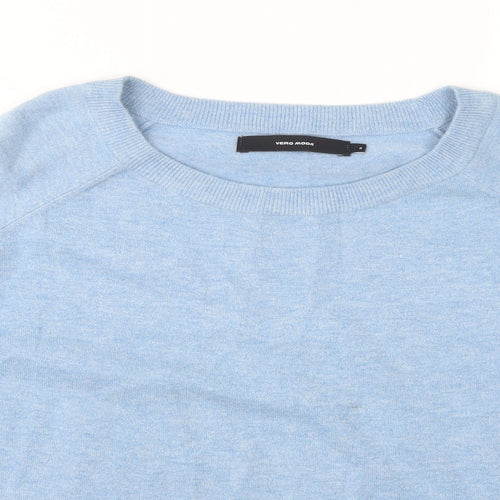 VERO MODA Womens Blue Round Neck  Viscose Pullover Jumper Size S