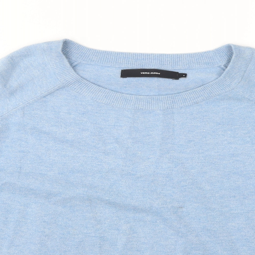 VERO MODA Womens Blue Round Neck  Viscose Pullover Jumper Size S