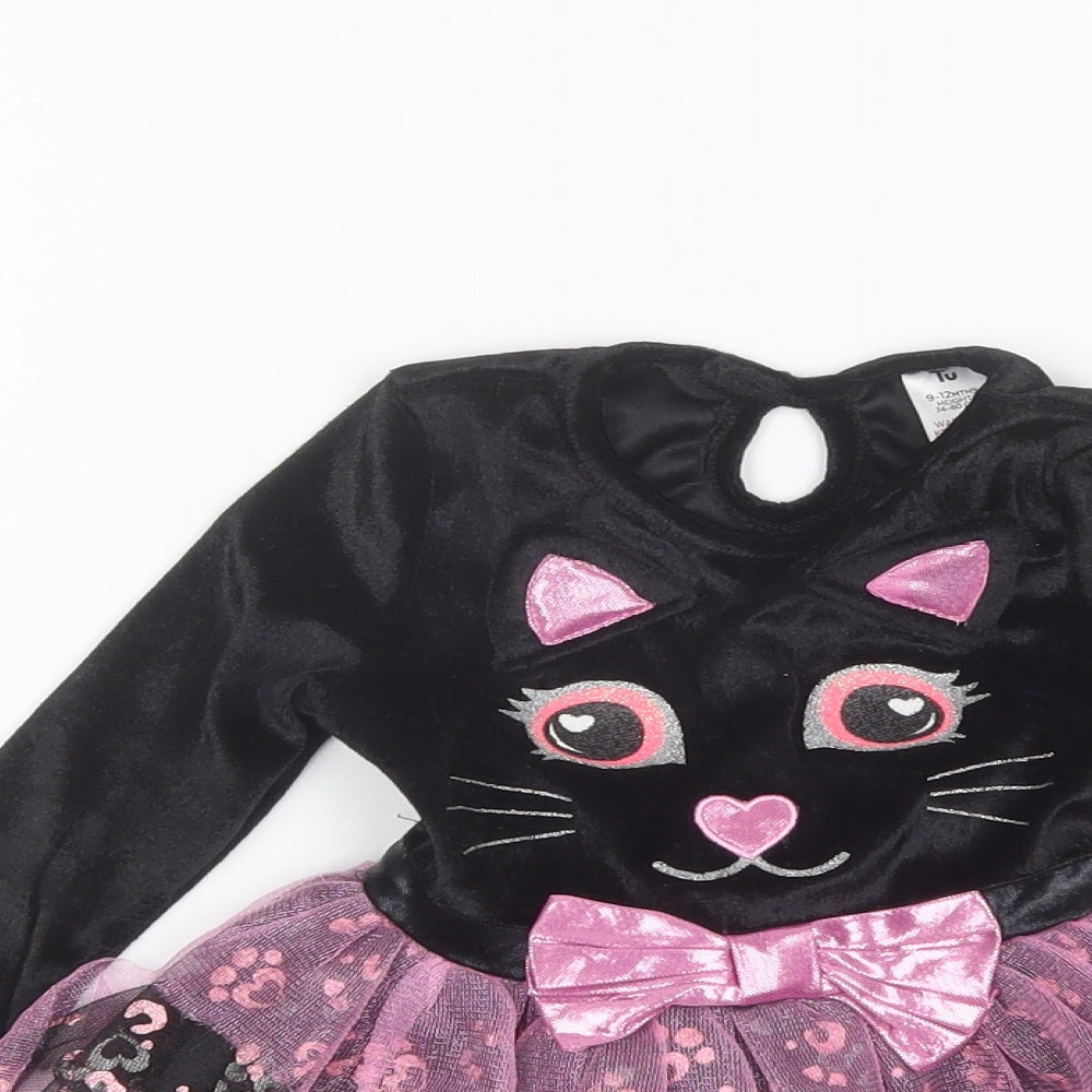 TU Baby Black  Polyester Tutu Dress  Size 9-12 Months  Round Neck