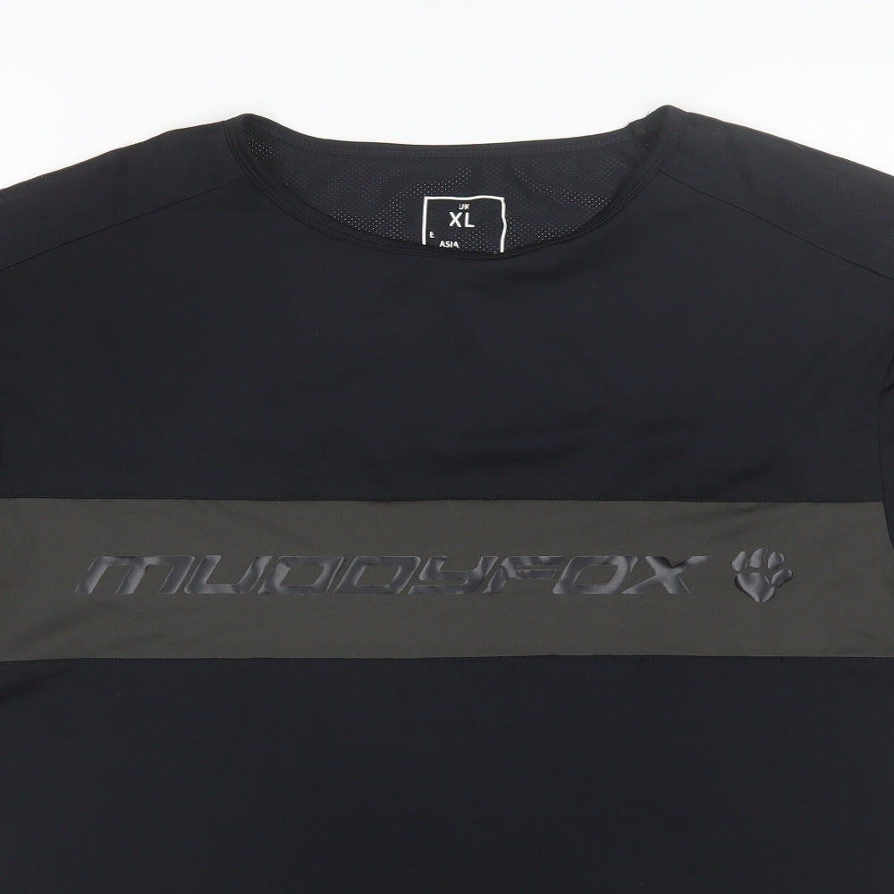 Muddy Fox Mens Black  Polyester  T-Shirt Size XL Round Neck