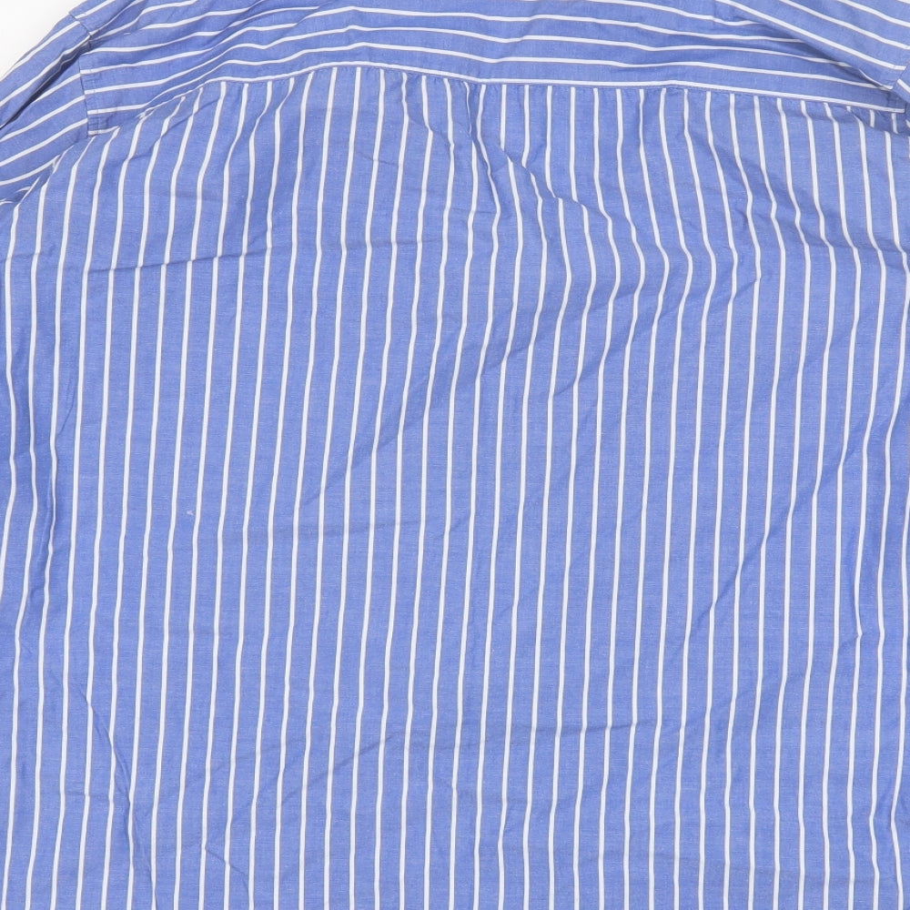 M&Co. Mens Blue Striped Cotton  Dress Shirt Size L Collared