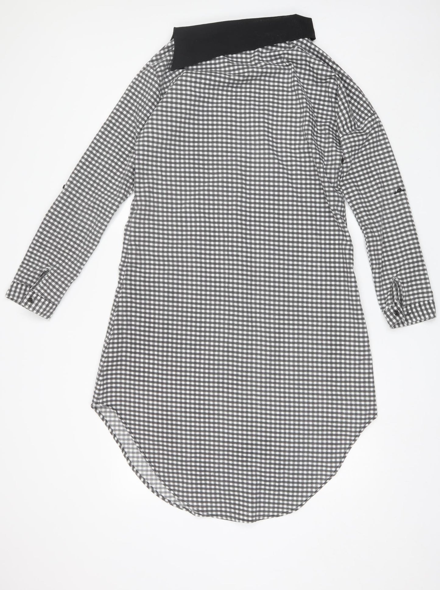 Chance Womens Black Plaid Polyester Shirt Dress  Size L  Collared