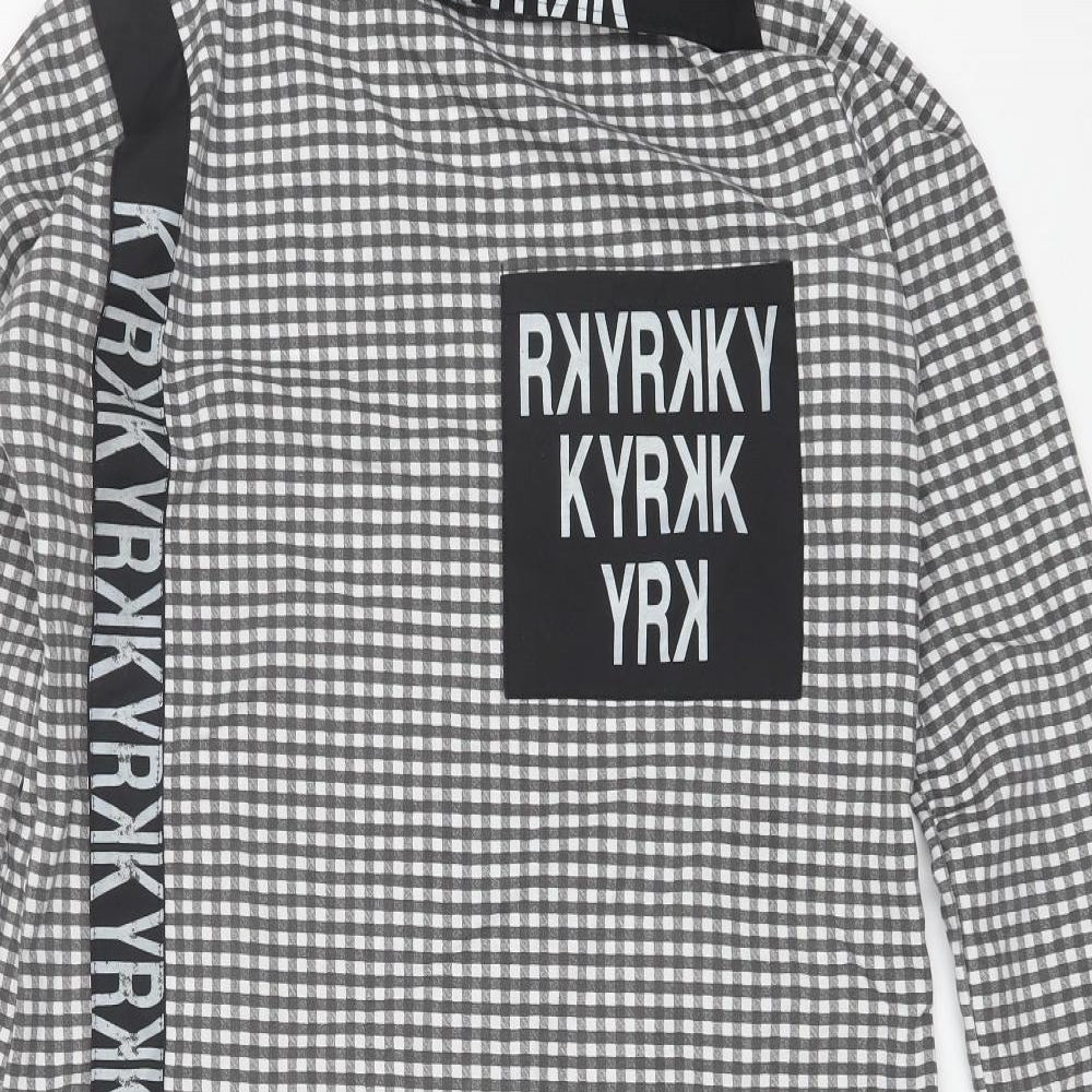 Chance Womens Black Plaid Polyester Shirt Dress  Size L  Collared
