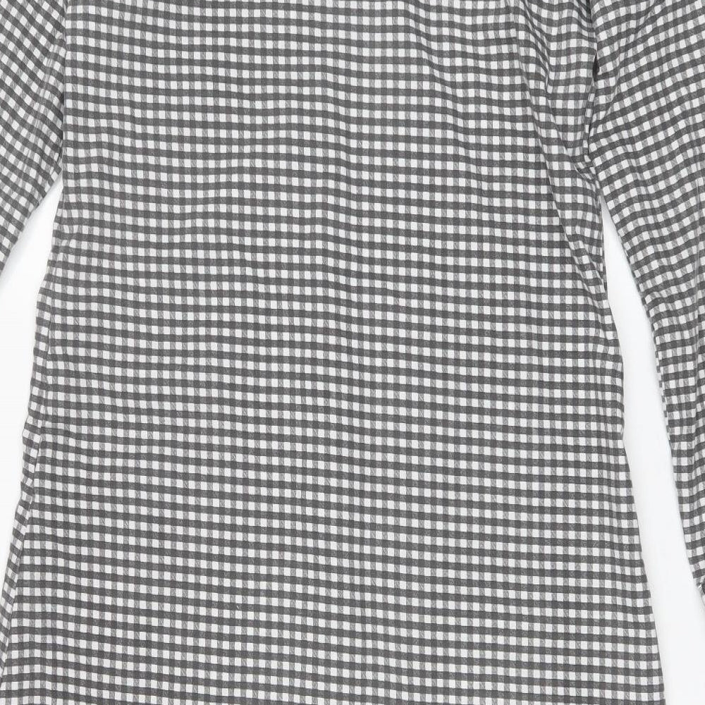 Chance Womens Black Plaid Polyester Shirt Dress  Size L  Collared
