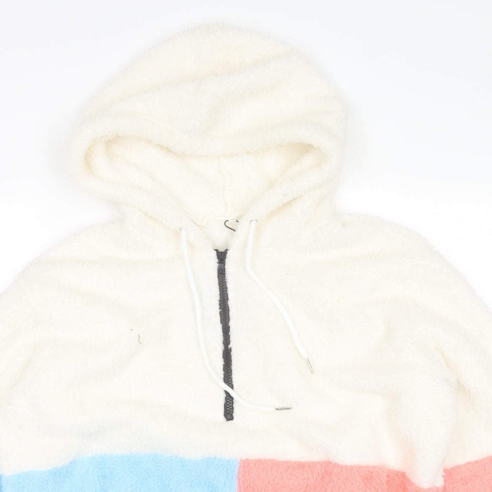 Zaful Womens White  Cotton Pullover Hoodie Size M