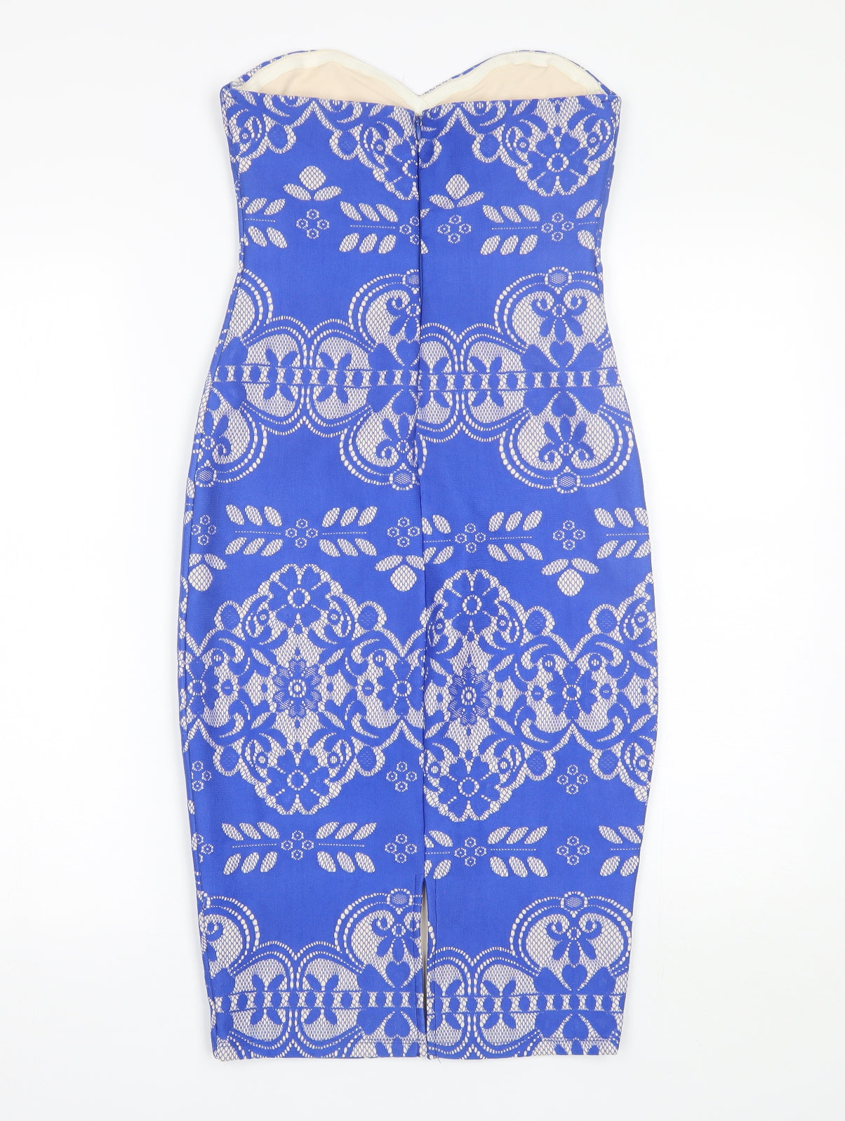 Lipsy Womens Blue Floral Polyester A-Line  Size 8  Sweetheart