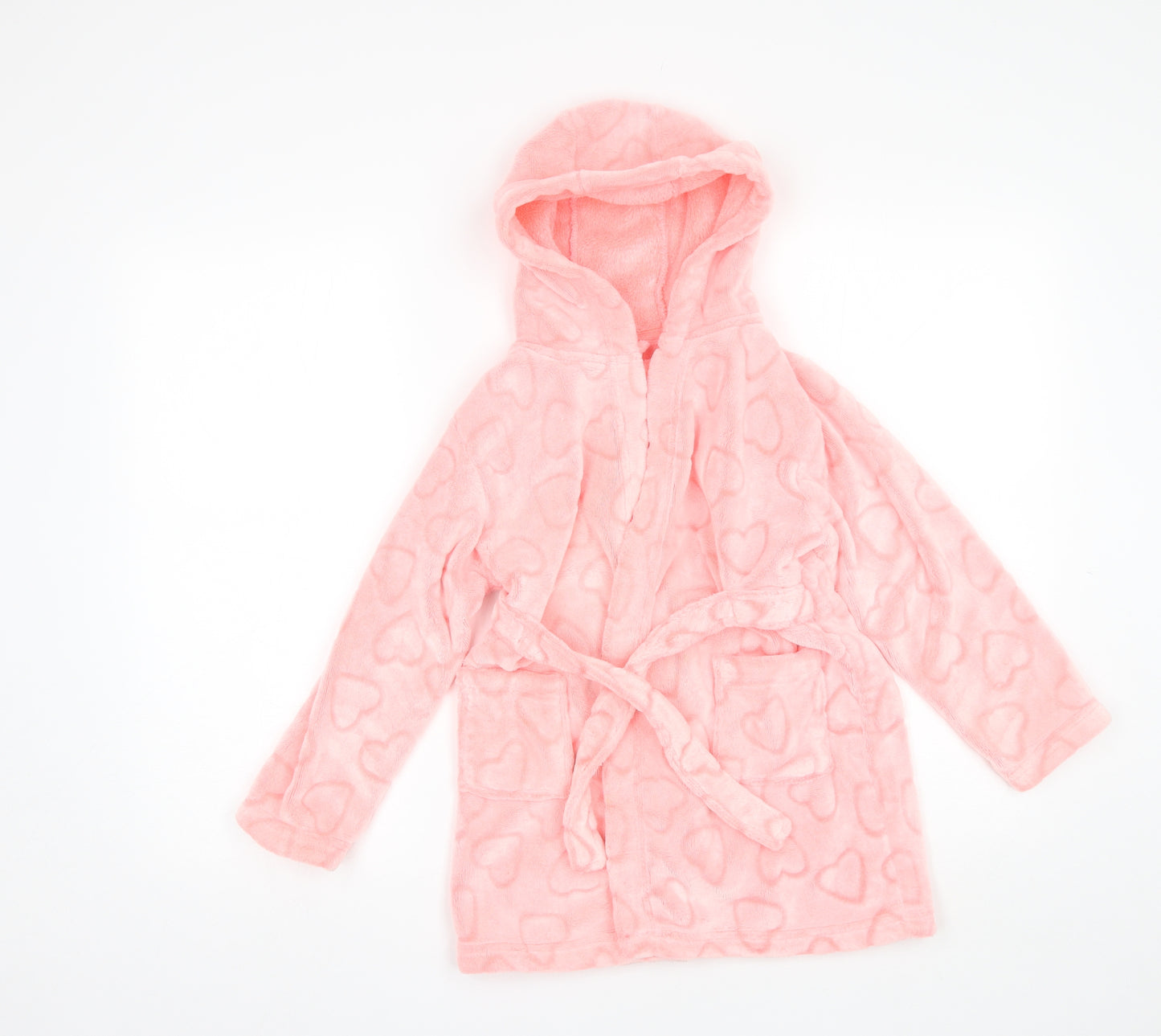 Matalan Girls Pink  Polyester  Robe Size 6-7 Years   - Hearts