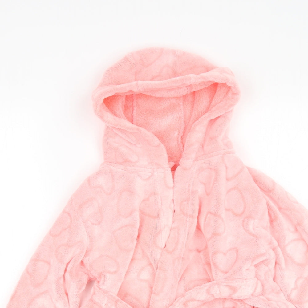 Matalan Girls Pink  Polyester  Robe Size 6-7 Years   - Hearts