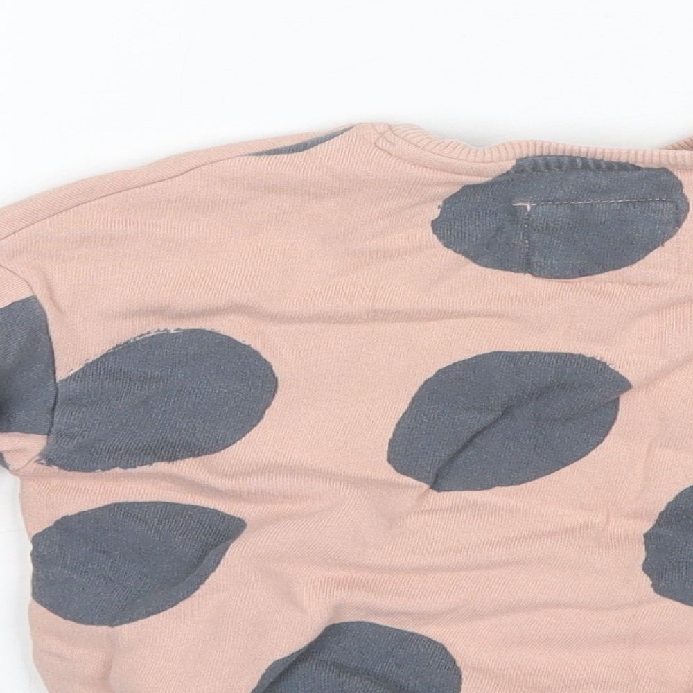 NEXT Girls Pink Round Neck Polka Dot Cotton Pullover Jumper Size 2-3 Years