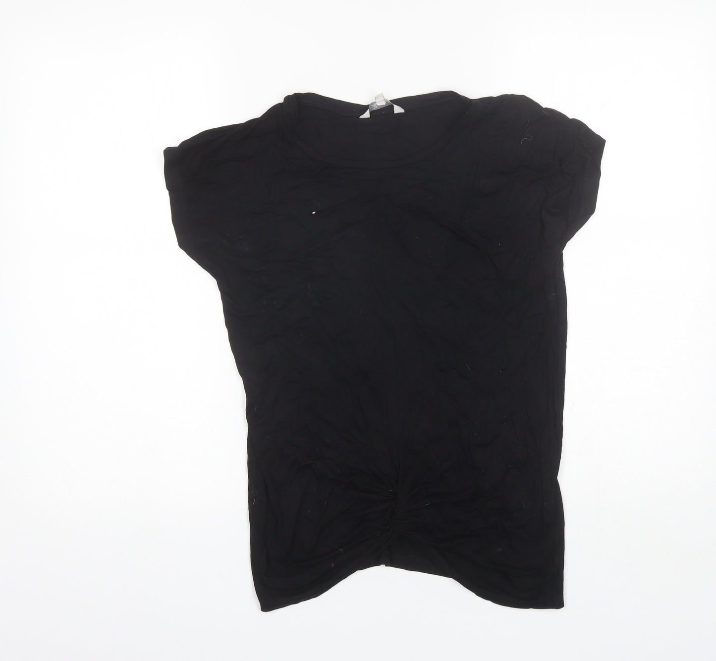 Peacocks Womens Black  Viscose Basic T-Shirt Size 8 Round Neck