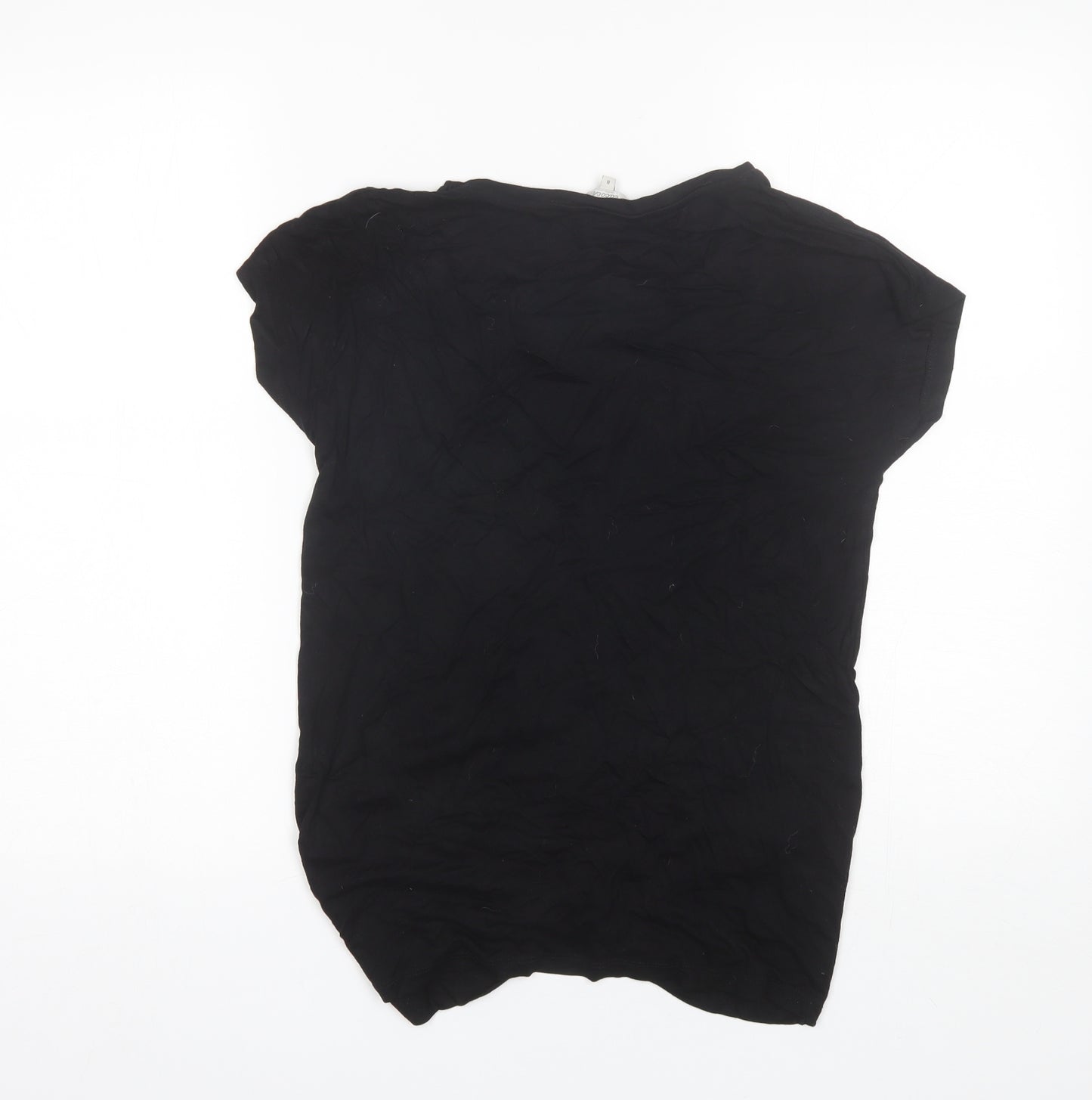 Peacocks Womens Black  Viscose Basic T-Shirt Size 8 Round Neck