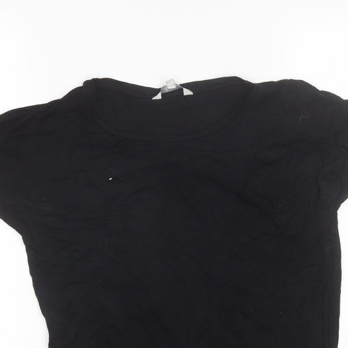 Peacocks Womens Black  Viscose Basic T-Shirt Size 8 Round Neck