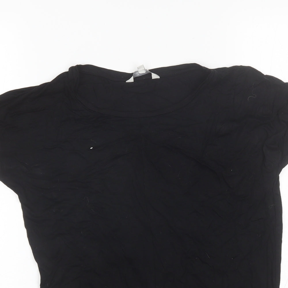 Peacocks Womens Black  Viscose Basic T-Shirt Size 8 Round Neck