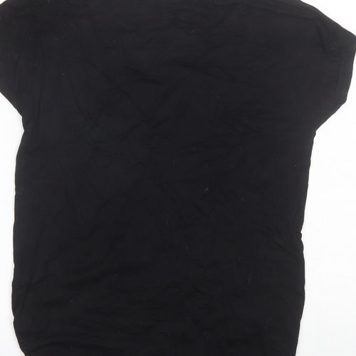 Peacocks Womens Black  Viscose Basic T-Shirt Size 8 Round Neck