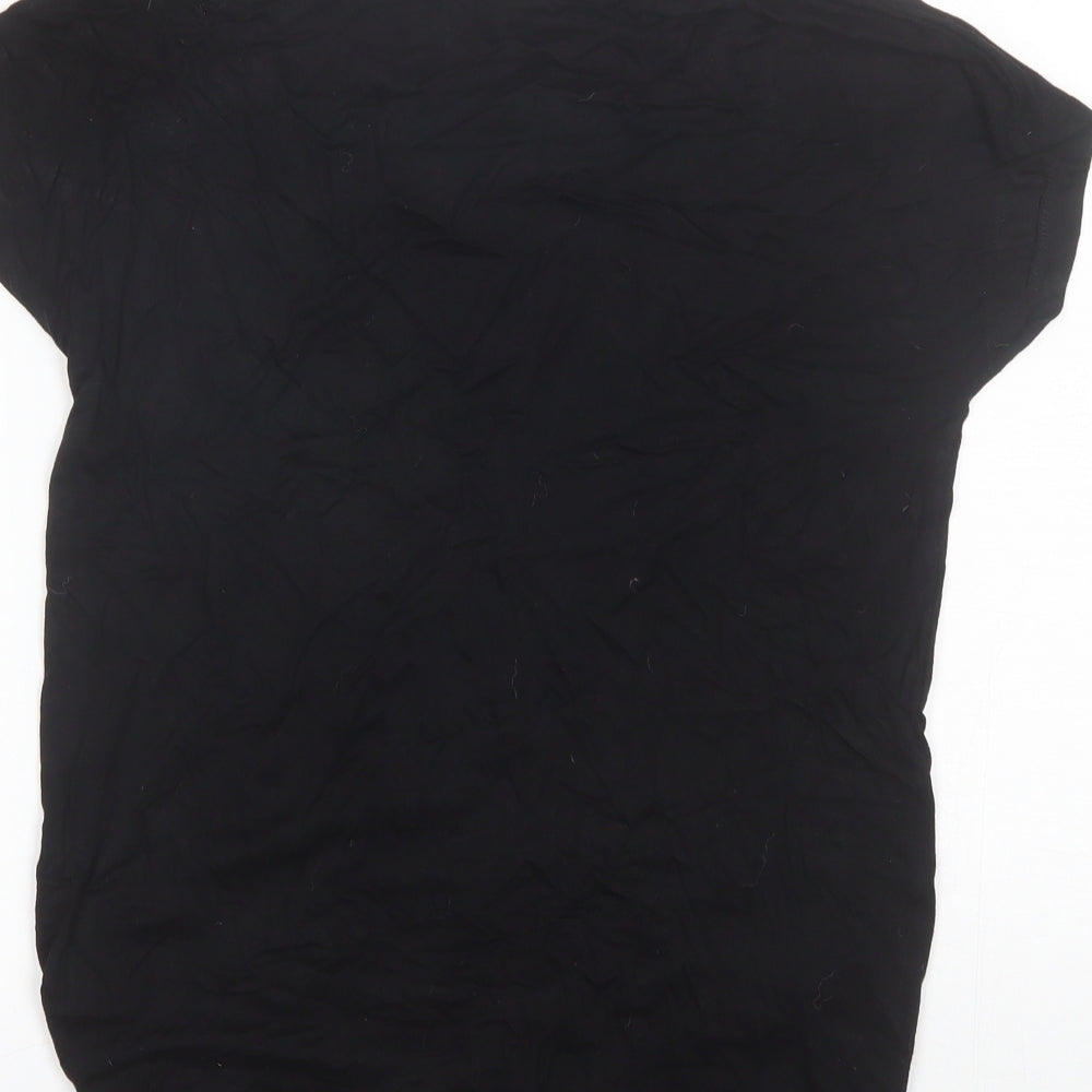 Peacocks Womens Black  Viscose Basic T-Shirt Size 8 Round Neck