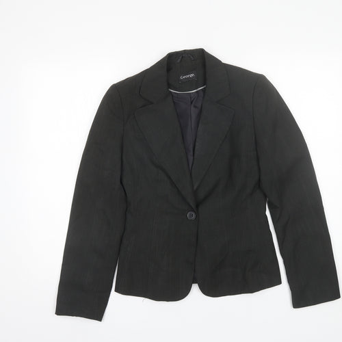 George Womens Black  Polyester Jacket Blazer Size 8