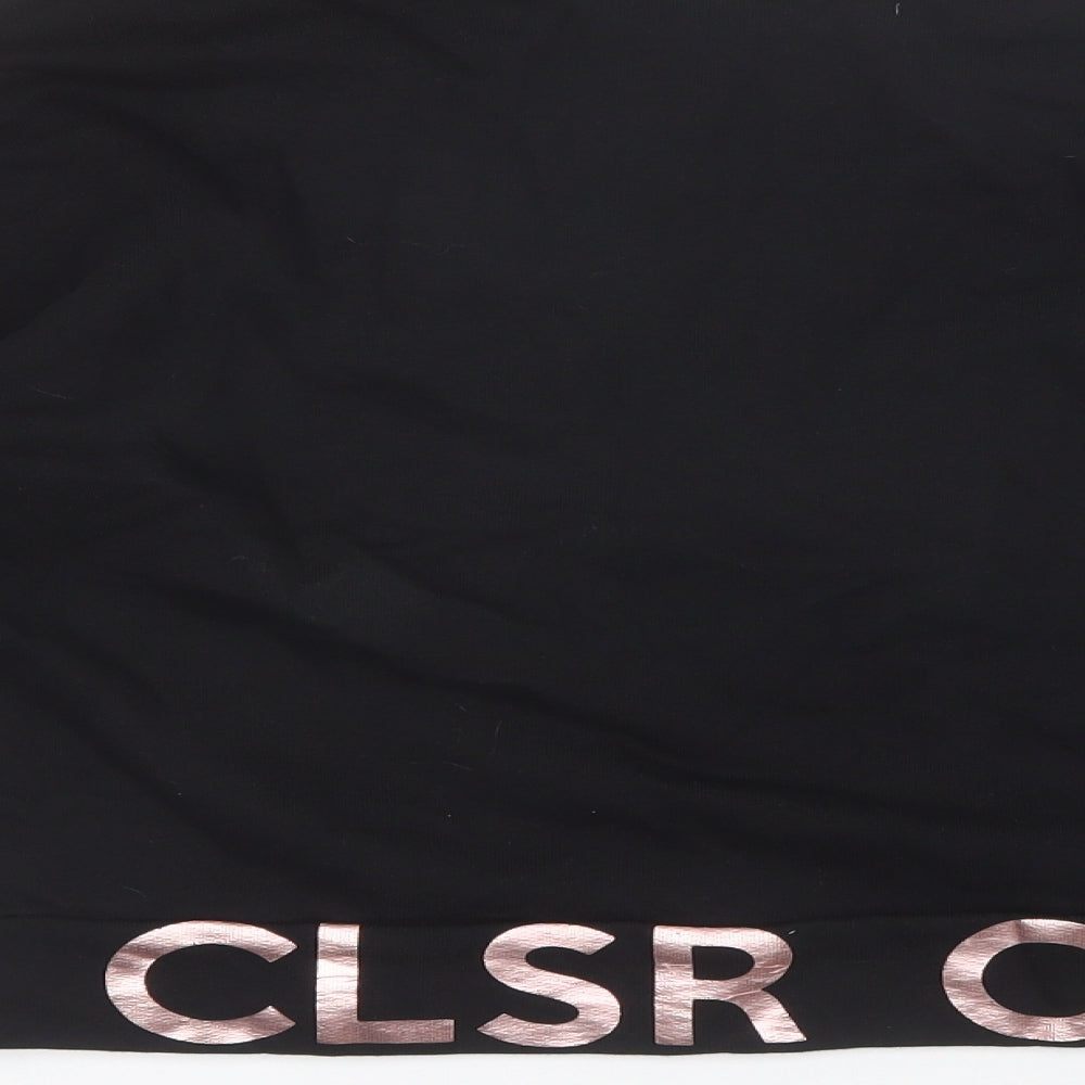 Closure Womens Black Round Neck  Cotton Pullover Jumper Size 10