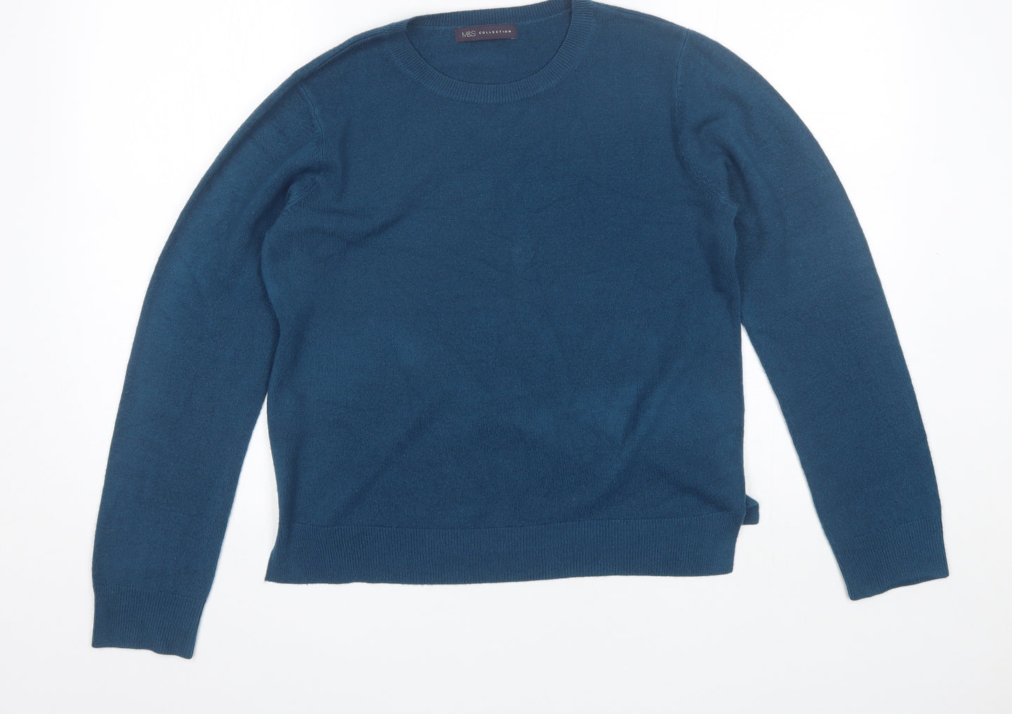 Marks and Spencer Womens Blue Round Neck  Acrylic Pullover Jumper Size 14