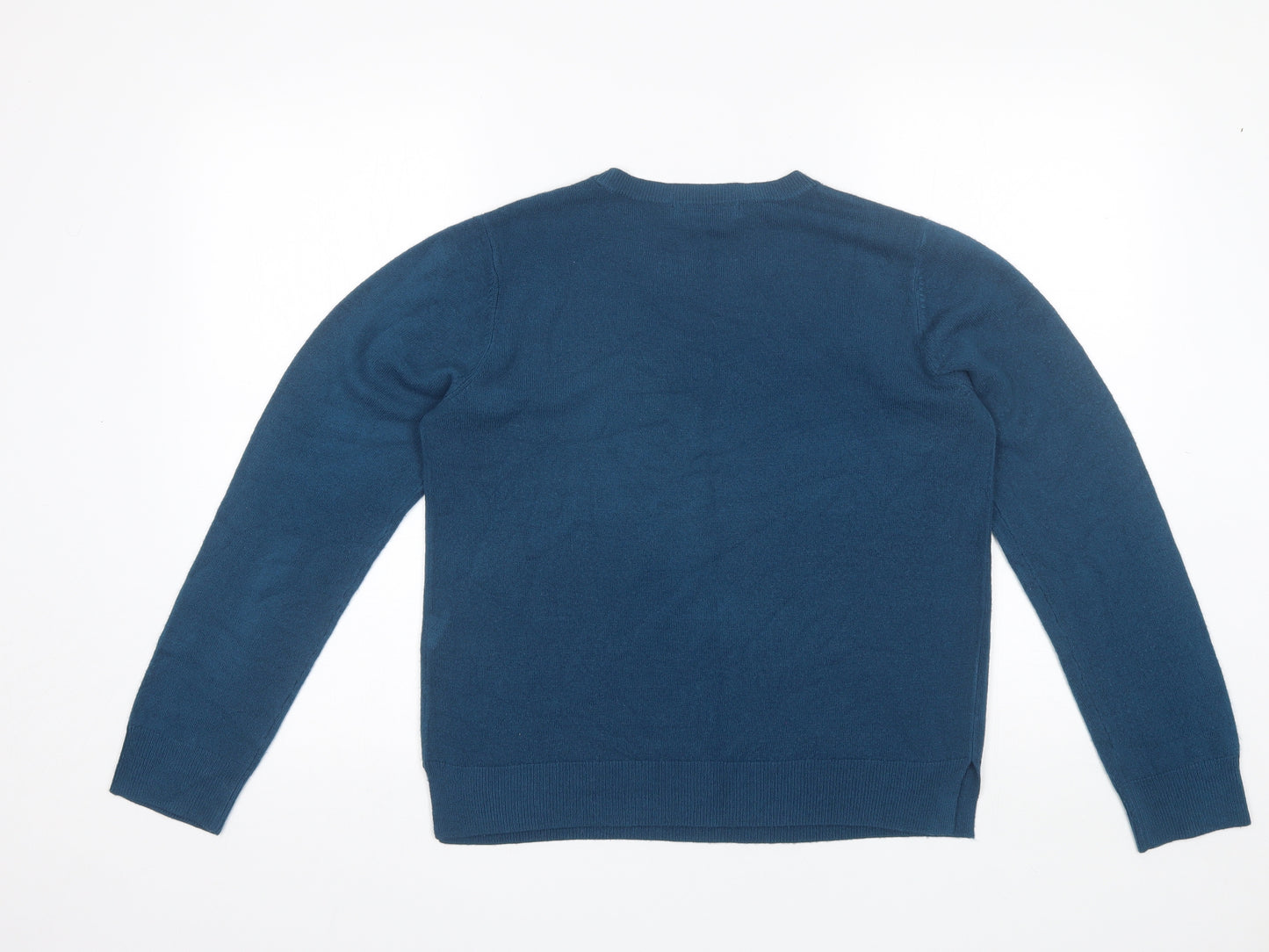 Marks and Spencer Womens Blue Round Neck  Acrylic Pullover Jumper Size 14