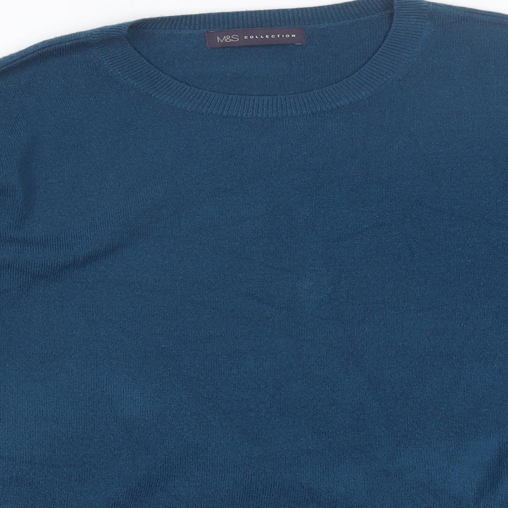 Marks and Spencer Womens Blue Round Neck  Acrylic Pullover Jumper Size 14
