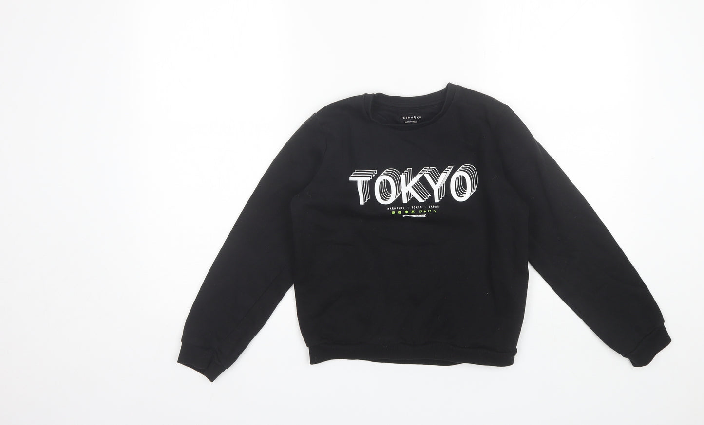 Primark Boys Black Round Neck  Cotton Pullover Jumper Size 10-11 Years   - Toyko