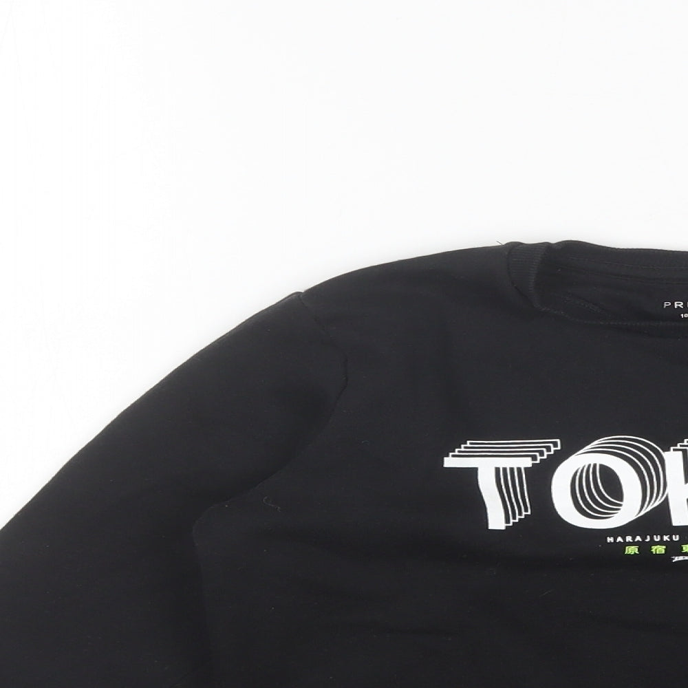 Primark Boys Black Round Neck  Cotton Pullover Jumper Size 10-11 Years   - Toyko