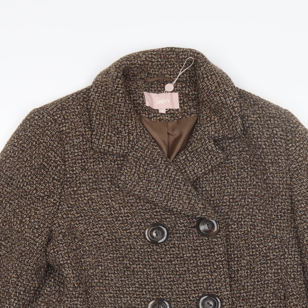Soon Womens Brown   Pea Coat Jacket Size 18
