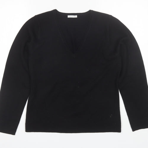 Matalan Womens Black V-Neck  Acrylic Pullover Jumper Size 12