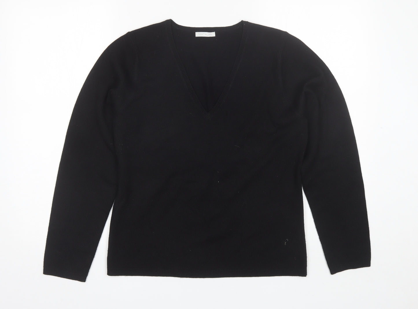 Matalan Womens Black V-Neck  Acrylic Pullover Jumper Size 12