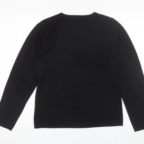 Matalan Womens Black V-Neck  Acrylic Pullover Jumper Size 12