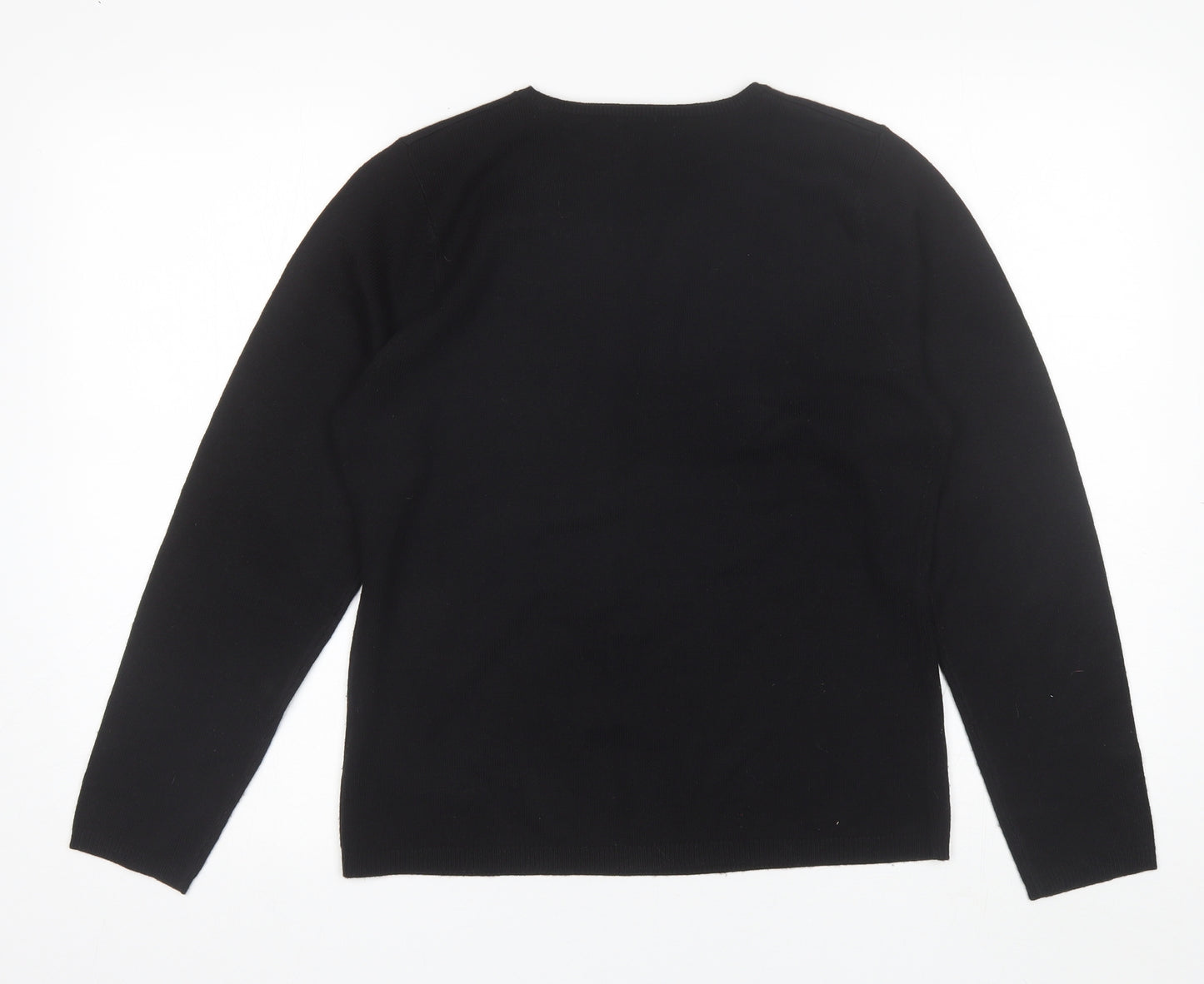 Matalan Womens Black V-Neck  Acrylic Pullover Jumper Size 12