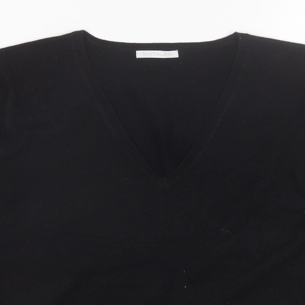 Matalan Womens Black V-Neck  Acrylic Pullover Jumper Size 12