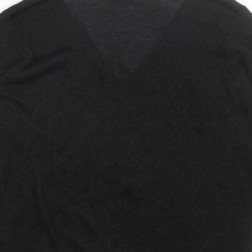 Soon Womens Black V-Neck  Viscose Cardigan Jumper Size S
