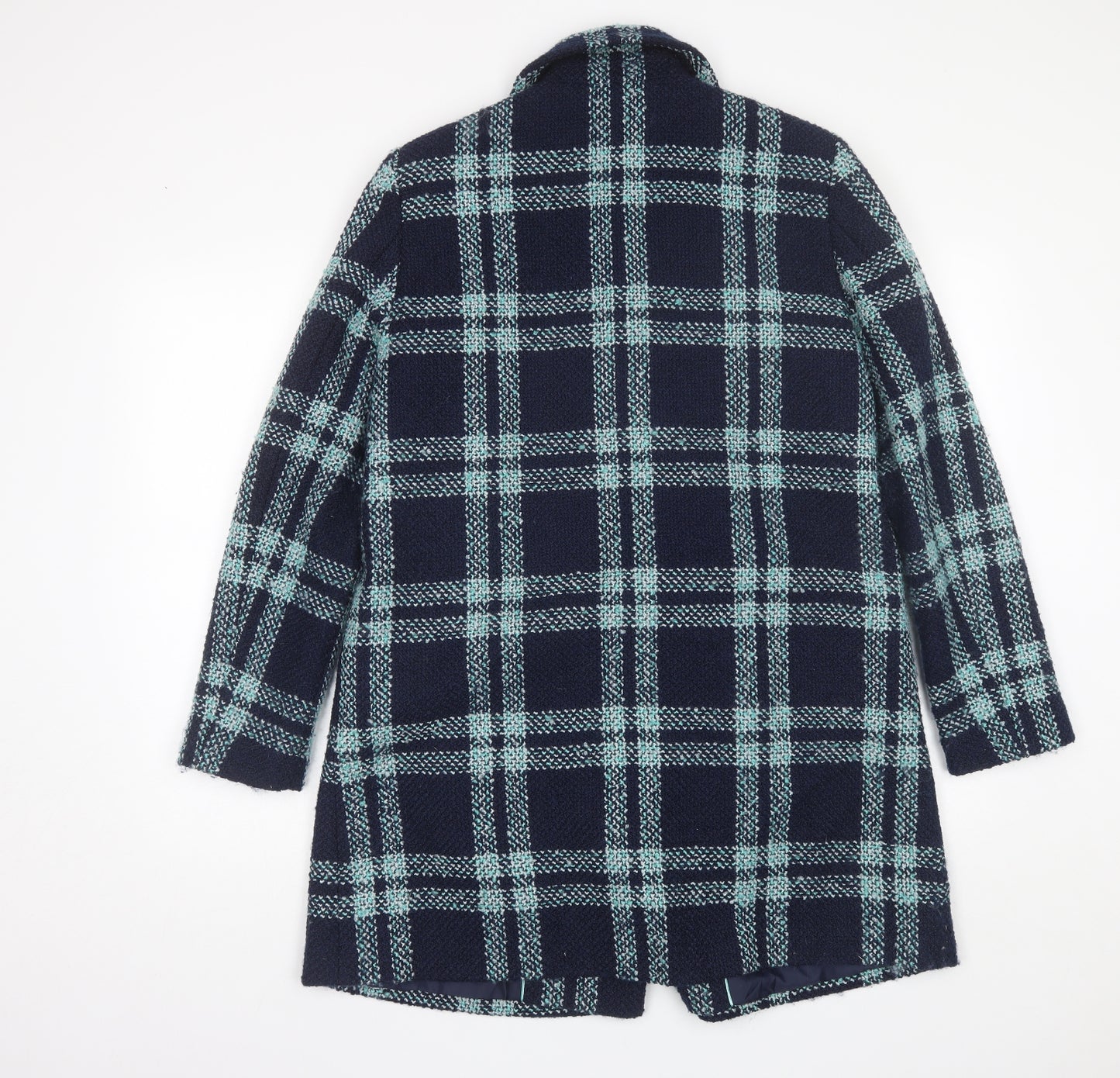 Marks and Spencer Womens Blue Plaid  Overcoat Jacket Size 12