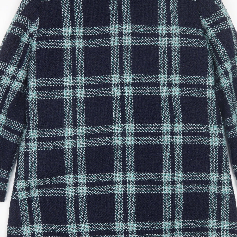 Marks and Spencer Womens Blue Plaid  Overcoat Jacket Size 12