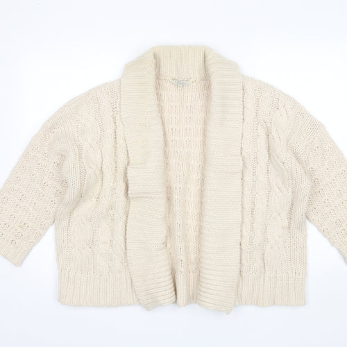 Debenhams Womens Ivory Collared  Acrylic Cardigan Jumper Size 14