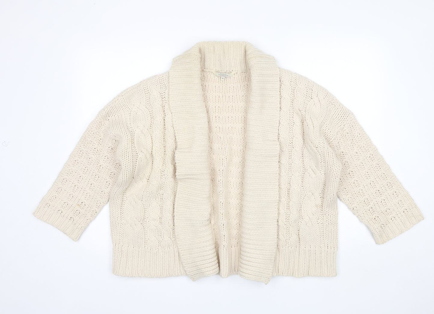 Debenhams Womens Ivory Collared  Acrylic Cardigan Jumper Size 14