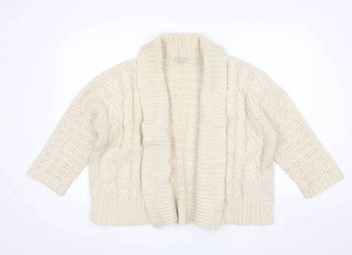 Debenhams Womens Ivory Collared  Acrylic Cardigan Jumper Size 14
