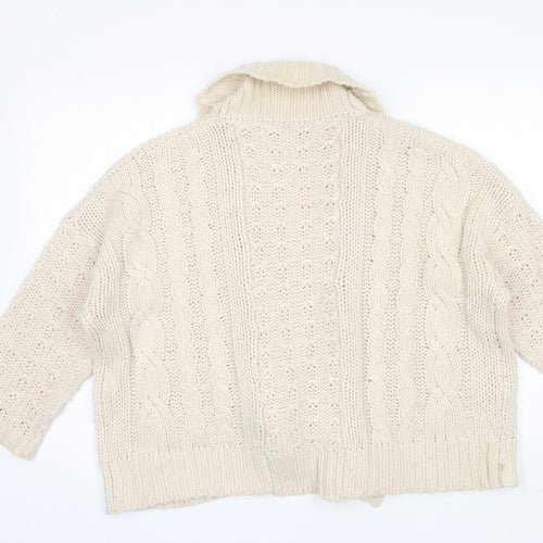 Debenhams Womens Ivory Collared  Acrylic Cardigan Jumper Size 14