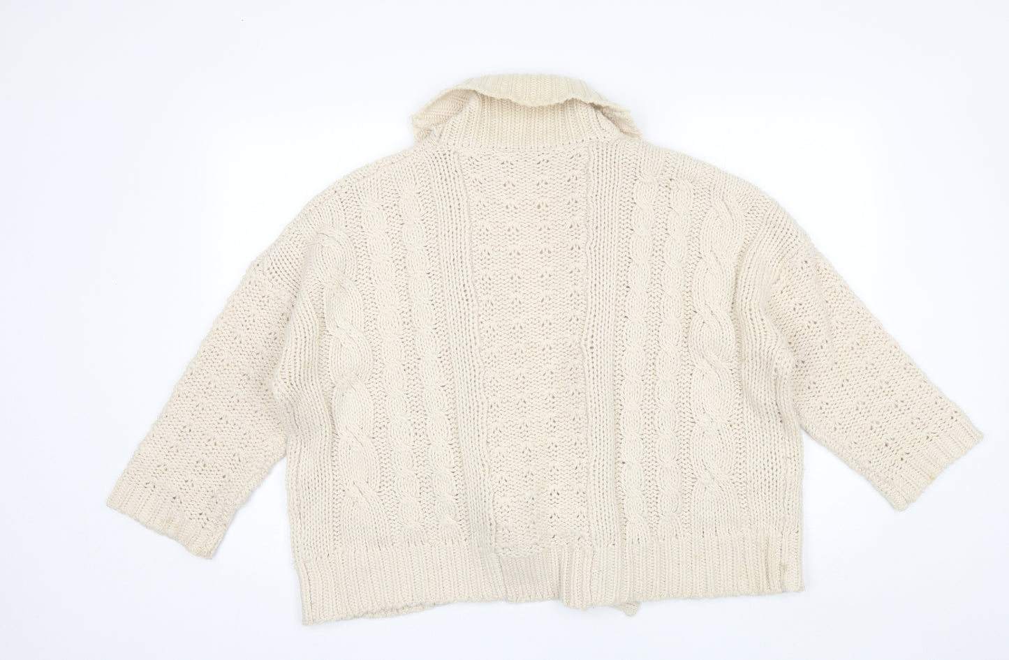 Debenhams Womens Ivory Collared  Acrylic Cardigan Jumper Size 14