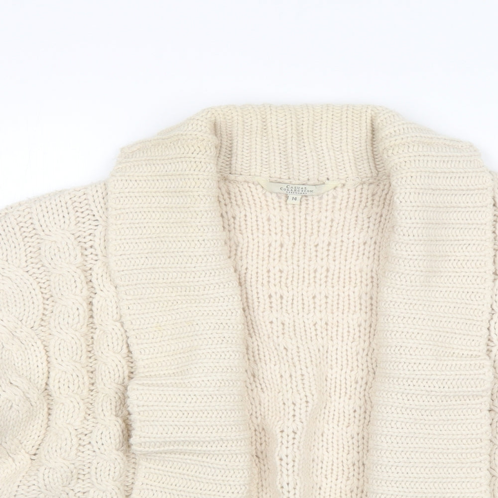 Debenhams Womens Ivory Collared  Acrylic Cardigan Jumper Size 14