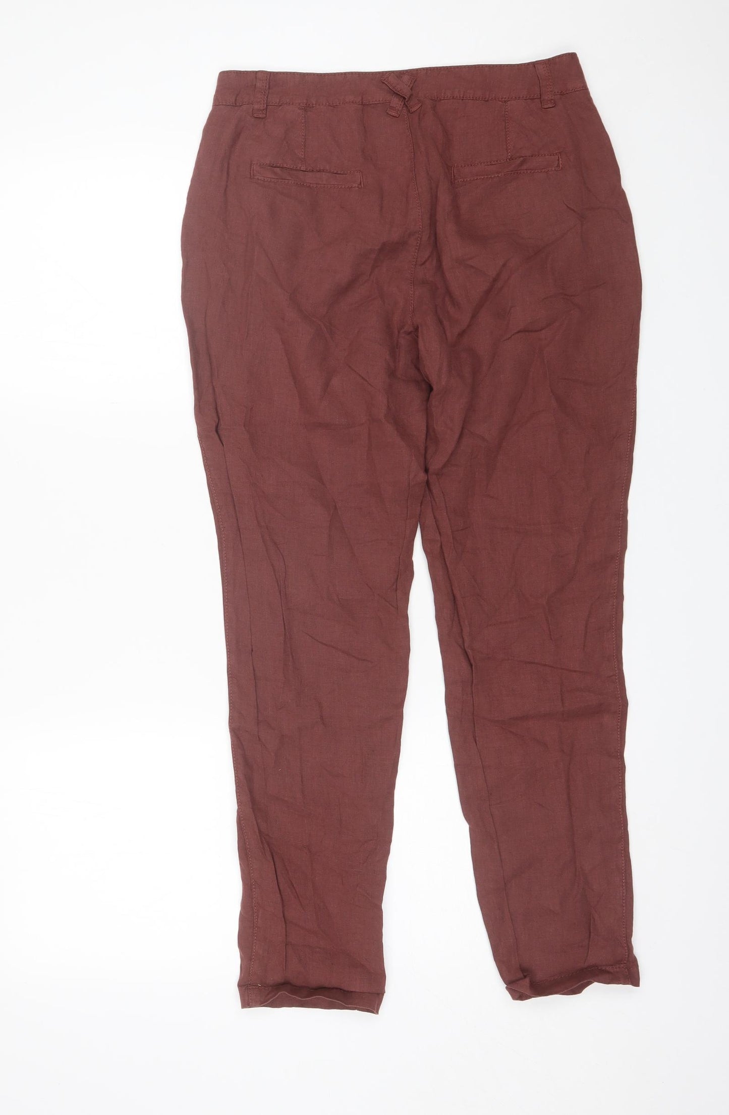 Indigo Collection Womens Red  Linen Chino Trousers Size 8 L29 in Regular