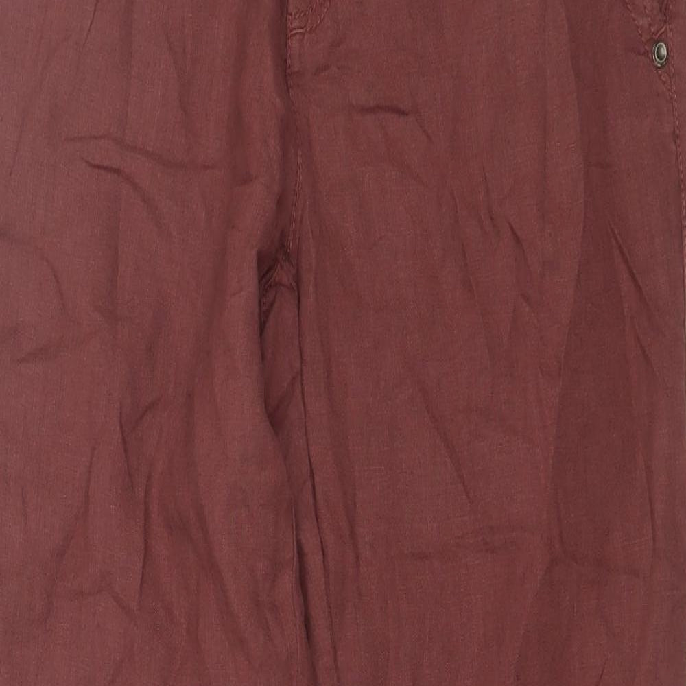 Indigo Collection Womens Red  Linen Chino Trousers Size 8 L29 in Regular