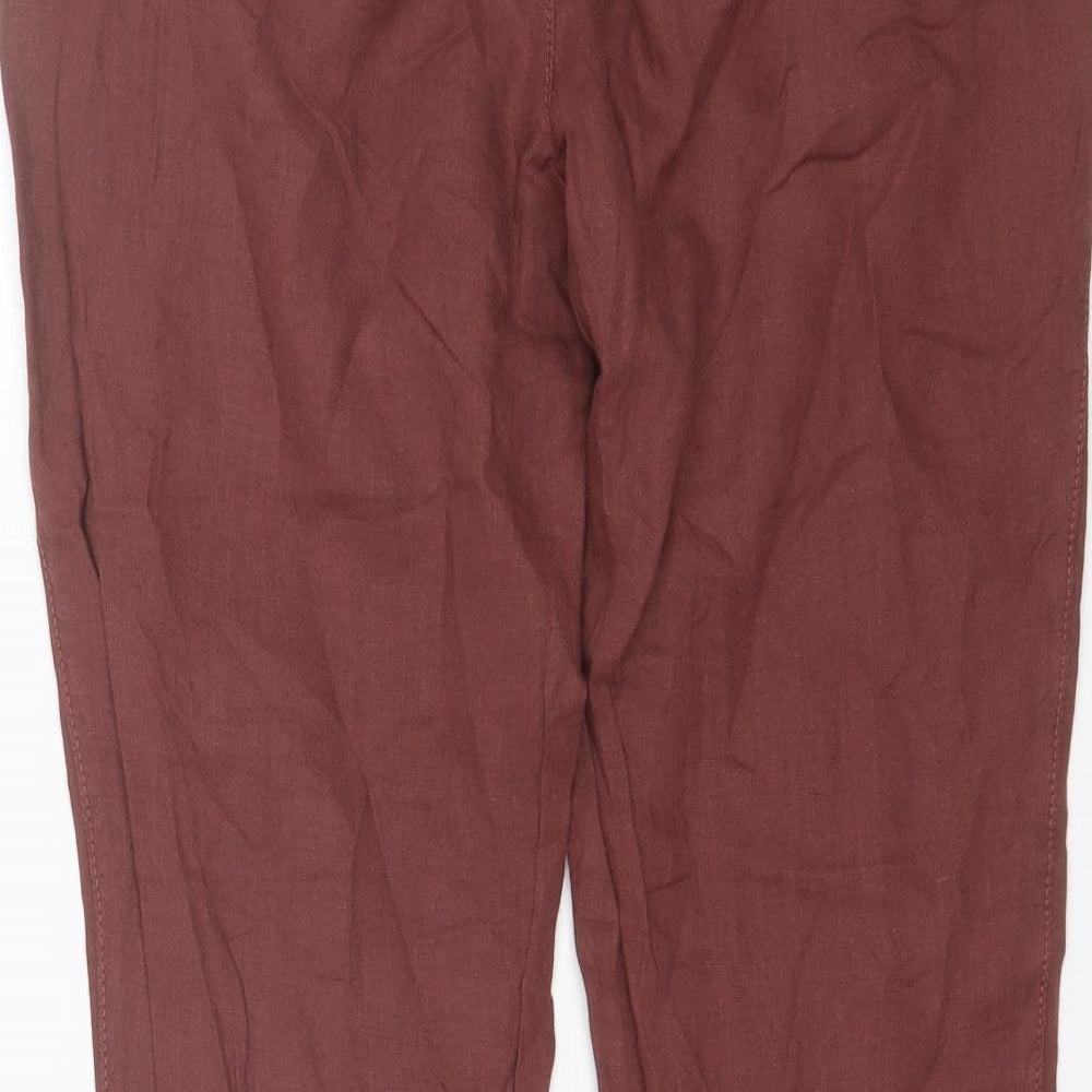 Indigo Collection Womens Red  Linen Chino Trousers Size 8 L29 in Regular