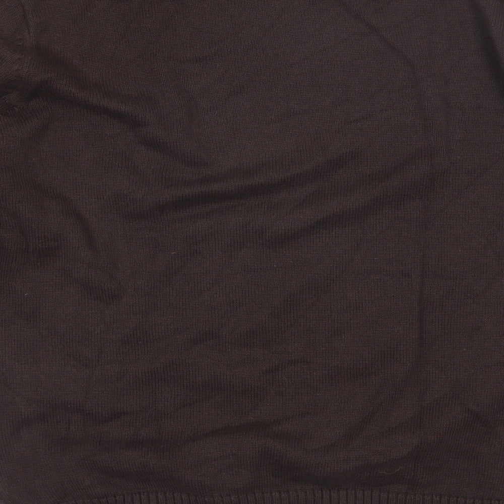 Maine Mens Brown Round Neck  Cotton Pullover Jumper Size L