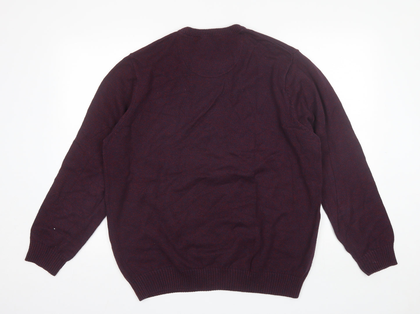 Maine Mens Purple Round Neck  Cotton Pullover Jumper Size L