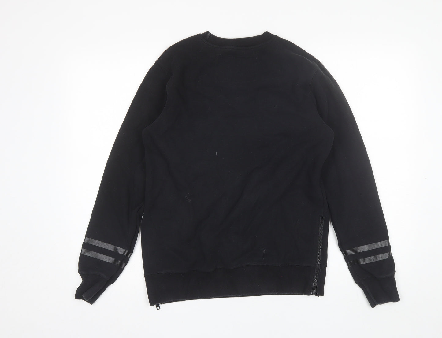 STAYREAL Mens Black Round Neck  Cotton Pullover Jumper Size S