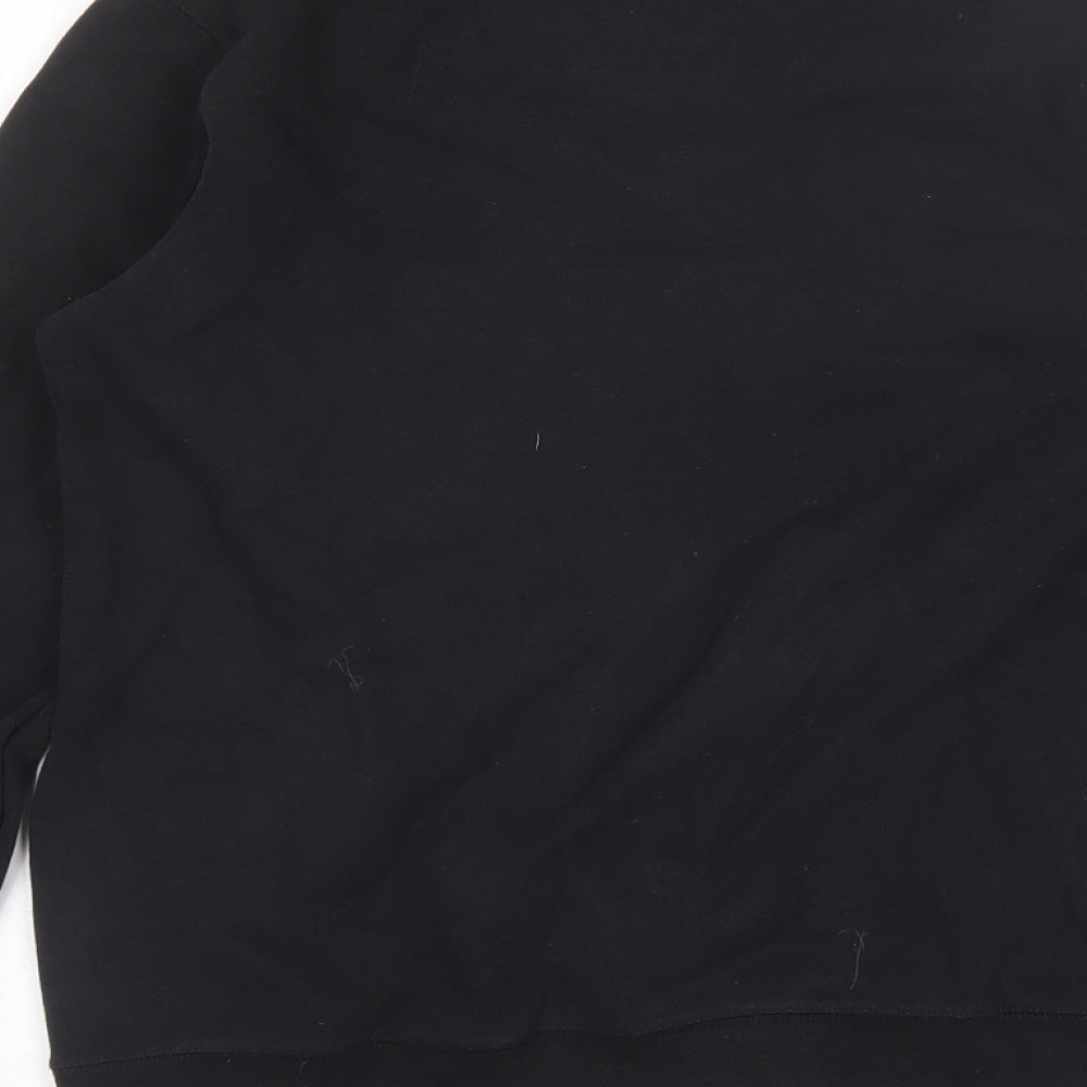 STAYREAL Mens Black Round Neck  Cotton Pullover Jumper Size S
