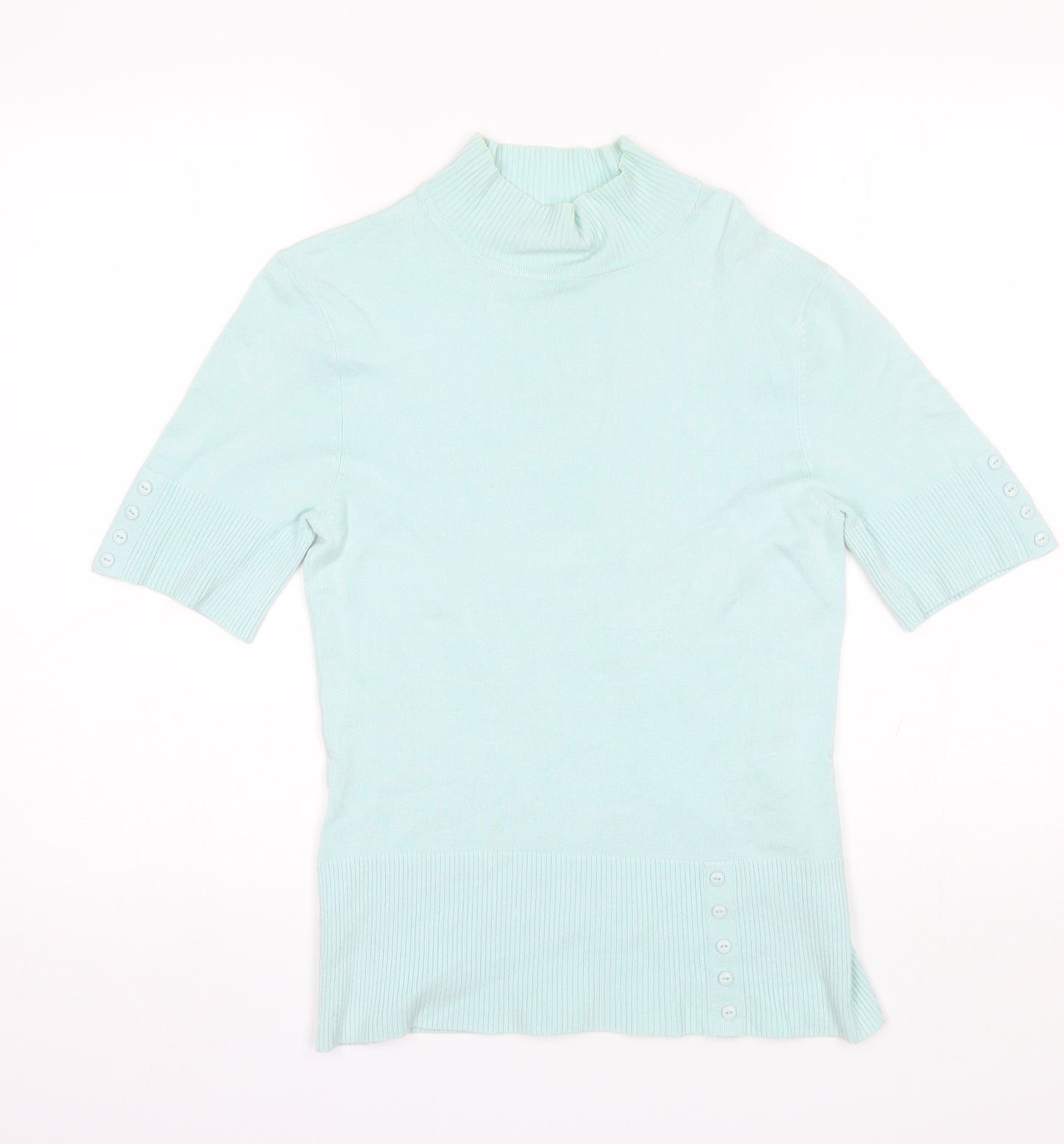 Wallis Womens Blue  Viscose Basic Blouse Size 12 Mock Neck