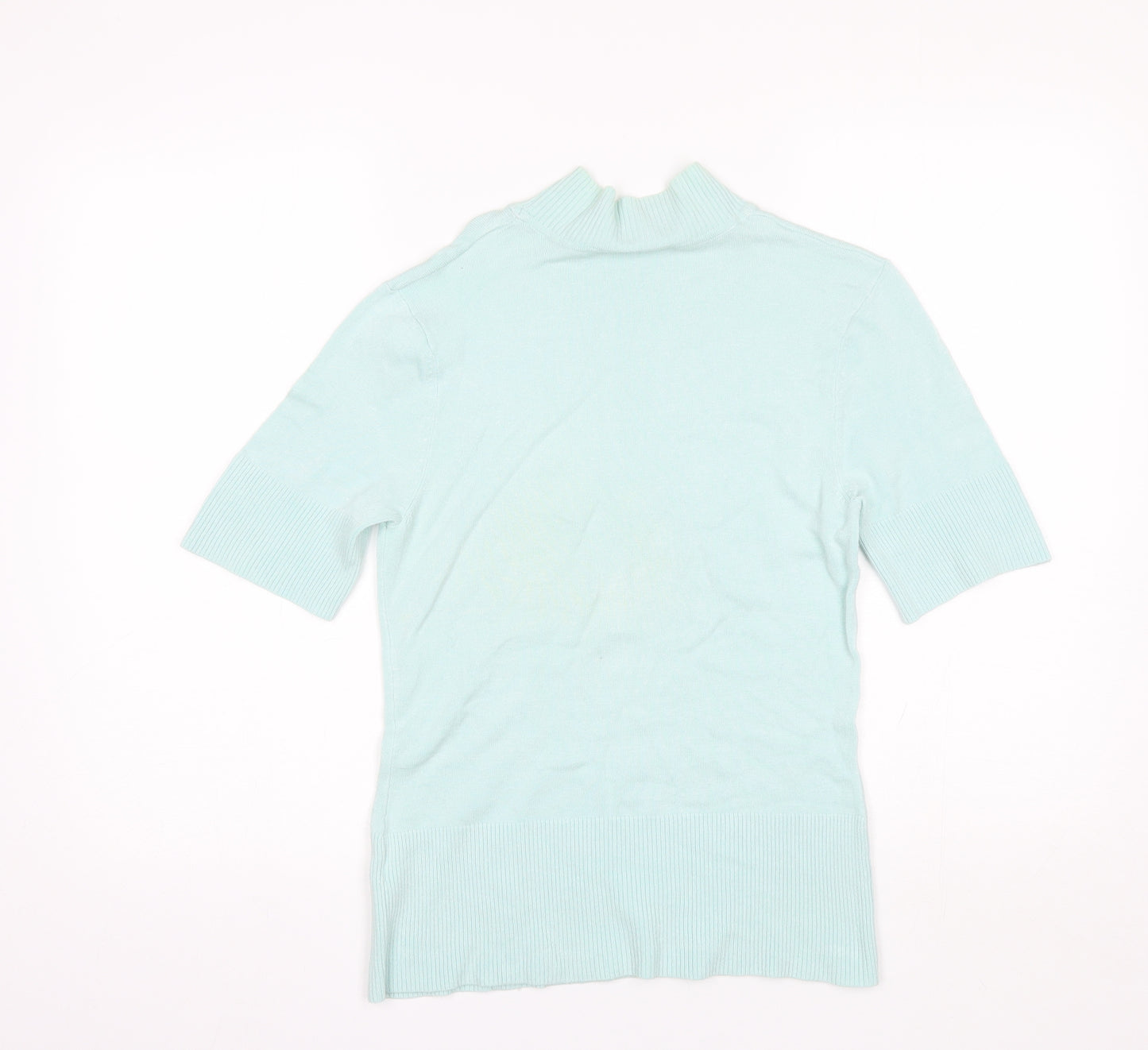 Wallis Womens Blue  Viscose Basic Blouse Size 12 Mock Neck